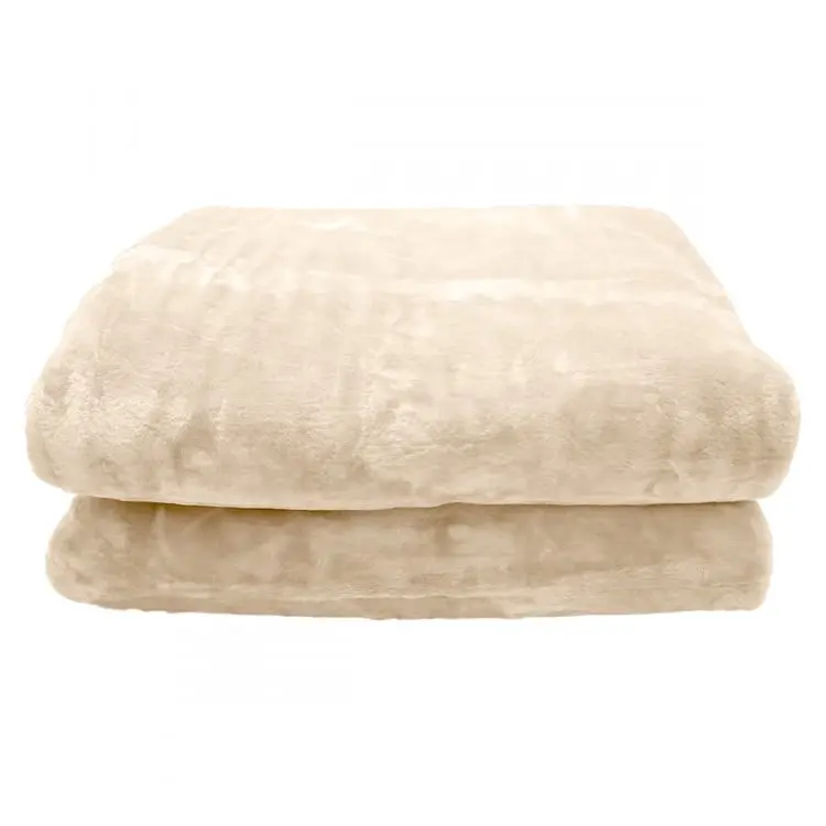 Laura Hill 800gsm Heavy Double Sided Faux Mink Blanket   Beige