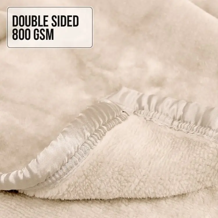 Laura Hill 800gsm Heavy Double Sided Faux Mink Blanket   Beige