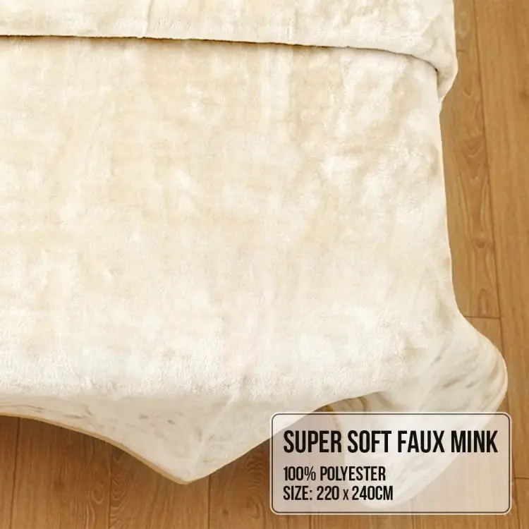 Laura Hill 800gsm Heavy Double Sided Faux Mink Blanket   Beige