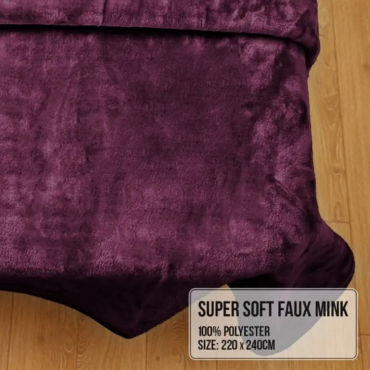 Laura Hill 800gsm Heavy Double Sided Faux Mink Blanket   Purple