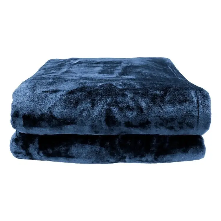 Laura Hill Faux Mink Blanket 800gsm Heavy Double Sided   Navy Blue