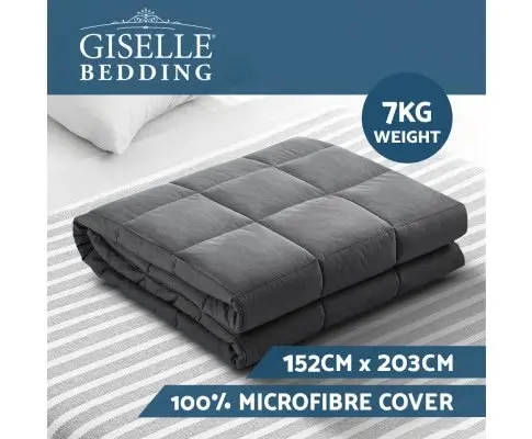 Weighted Blanket Adult 7KG Heavy Gravity Blankets Microfibre Cover Glass Beads Calming Sleep Anxiety Relief Grey