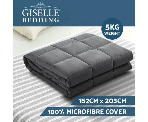 Weighted Blanket Adult 5KG Heavy Gravity Blankets Microfibre Cover Calming Relax Anxiety Relief Grey