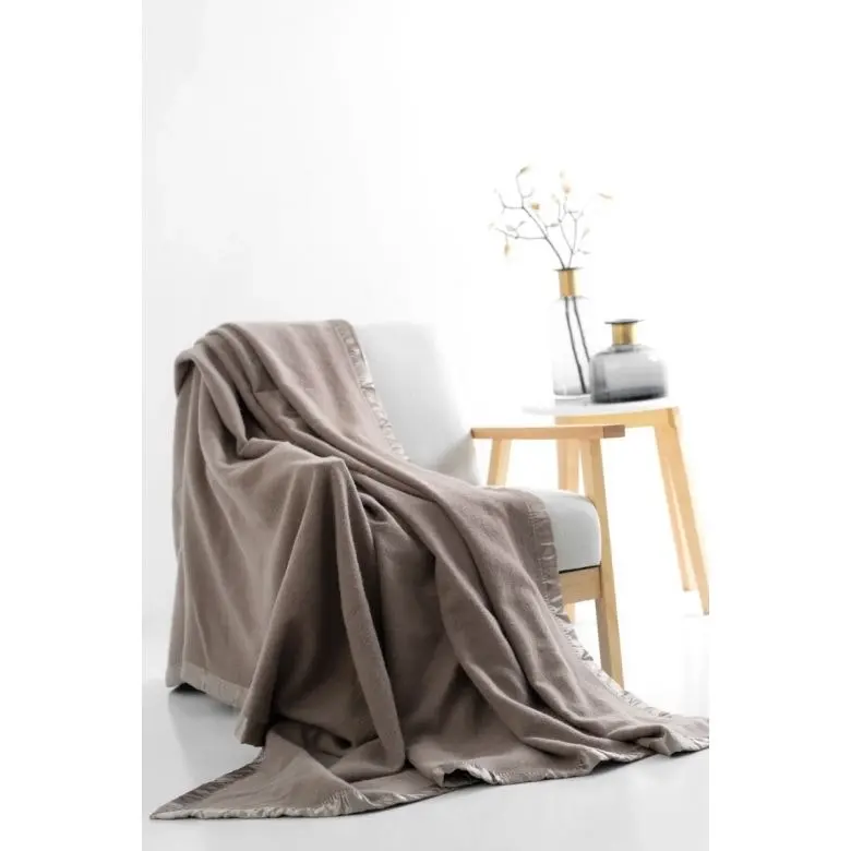 Jason Bedding AUSTRALIAN WOOL BLANKET W/SATIN TRIM EDGE 500gsm - Taupe