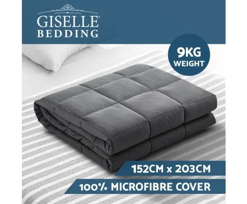 Weighted Blanket Adult 9KG Heavy Gravity Blankets Microfibre Cover Calming Relax Anxiety Relief Grey