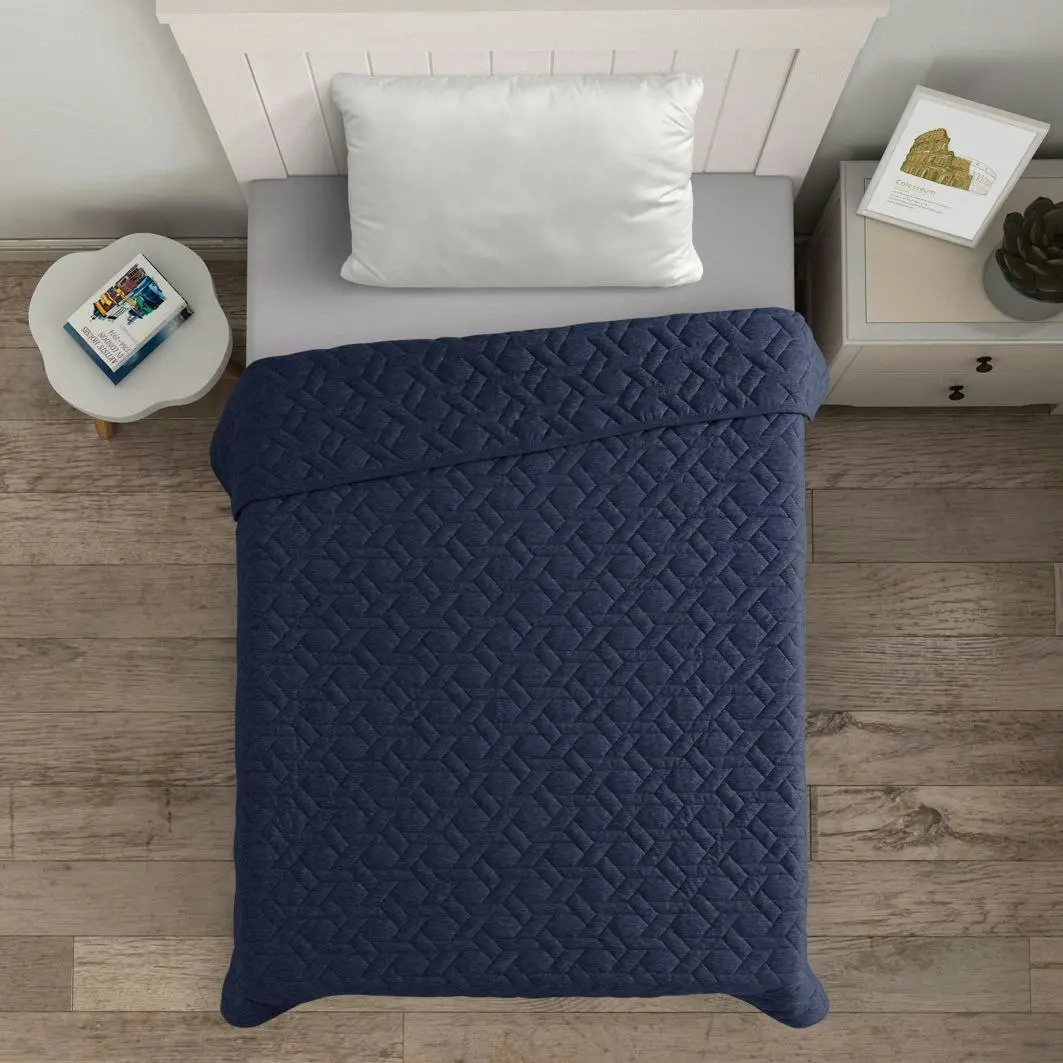 Dreamaker Cotton Quilted Blanket - Navy