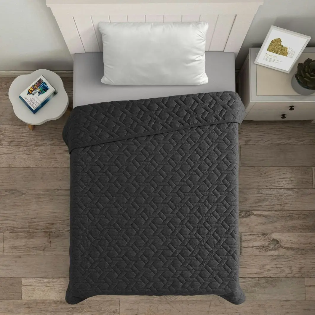 Dreamaker Cotton Quilted Blanket - Charcoal