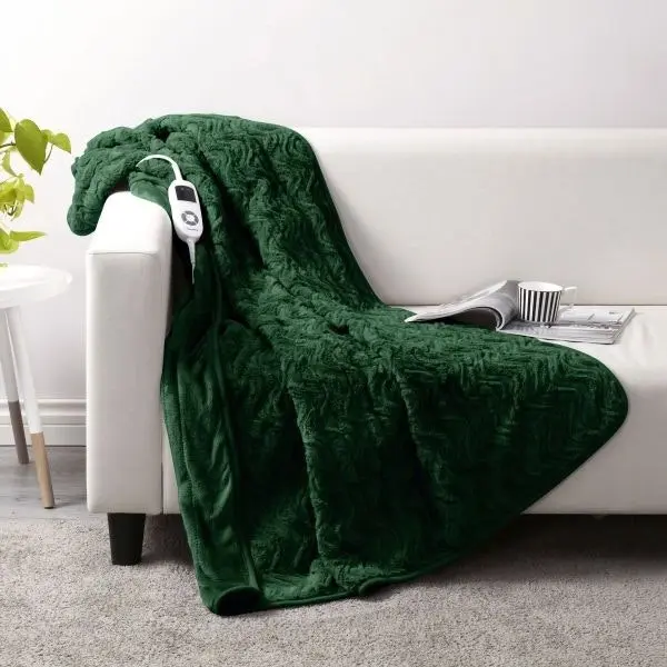 Dreamaker Faux Fur Heated Throw Eden Green