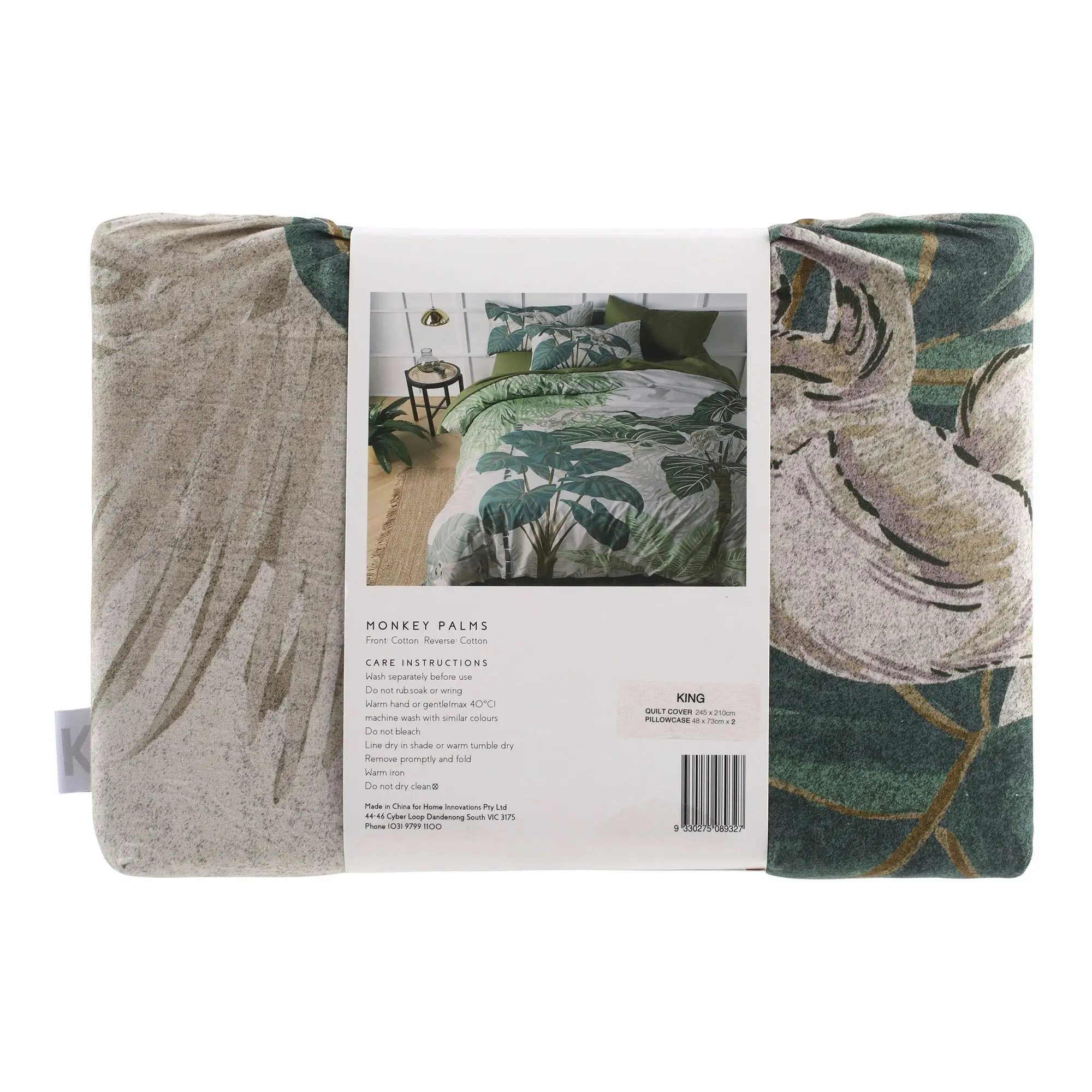 Accessorize Monkey Palms 180TC Cotton Digital Printed Quilt Cover Set