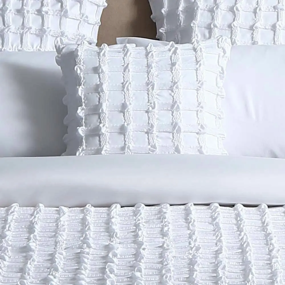 Luxton Lattice Emroidery  White Quilt Cover Set