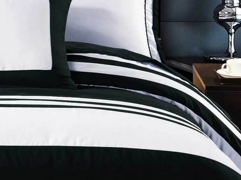 Luxton Rossier Black White Striped Quilt Cover Set