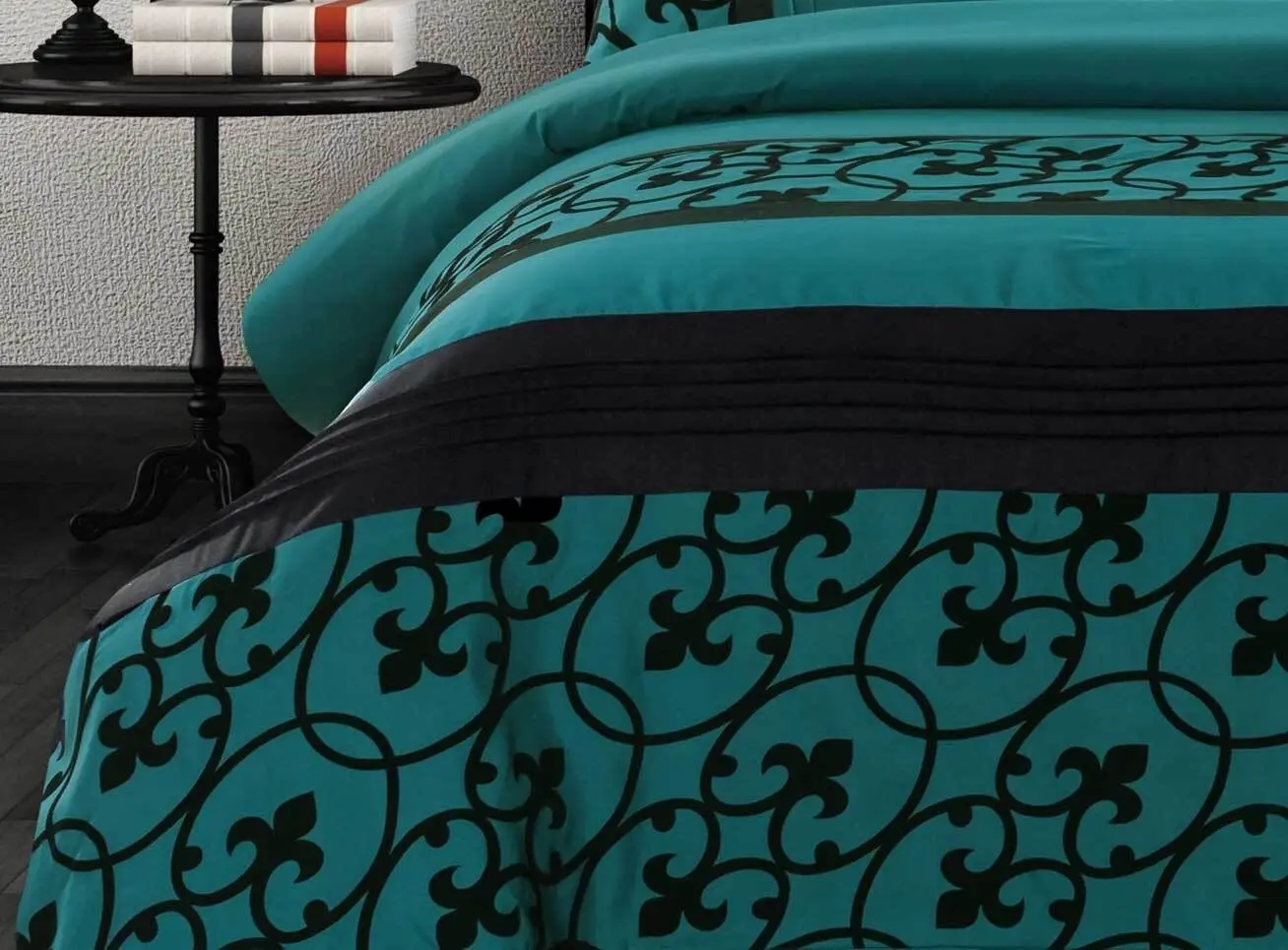 Luxton Halsey Teal Black Quilt Cover Set