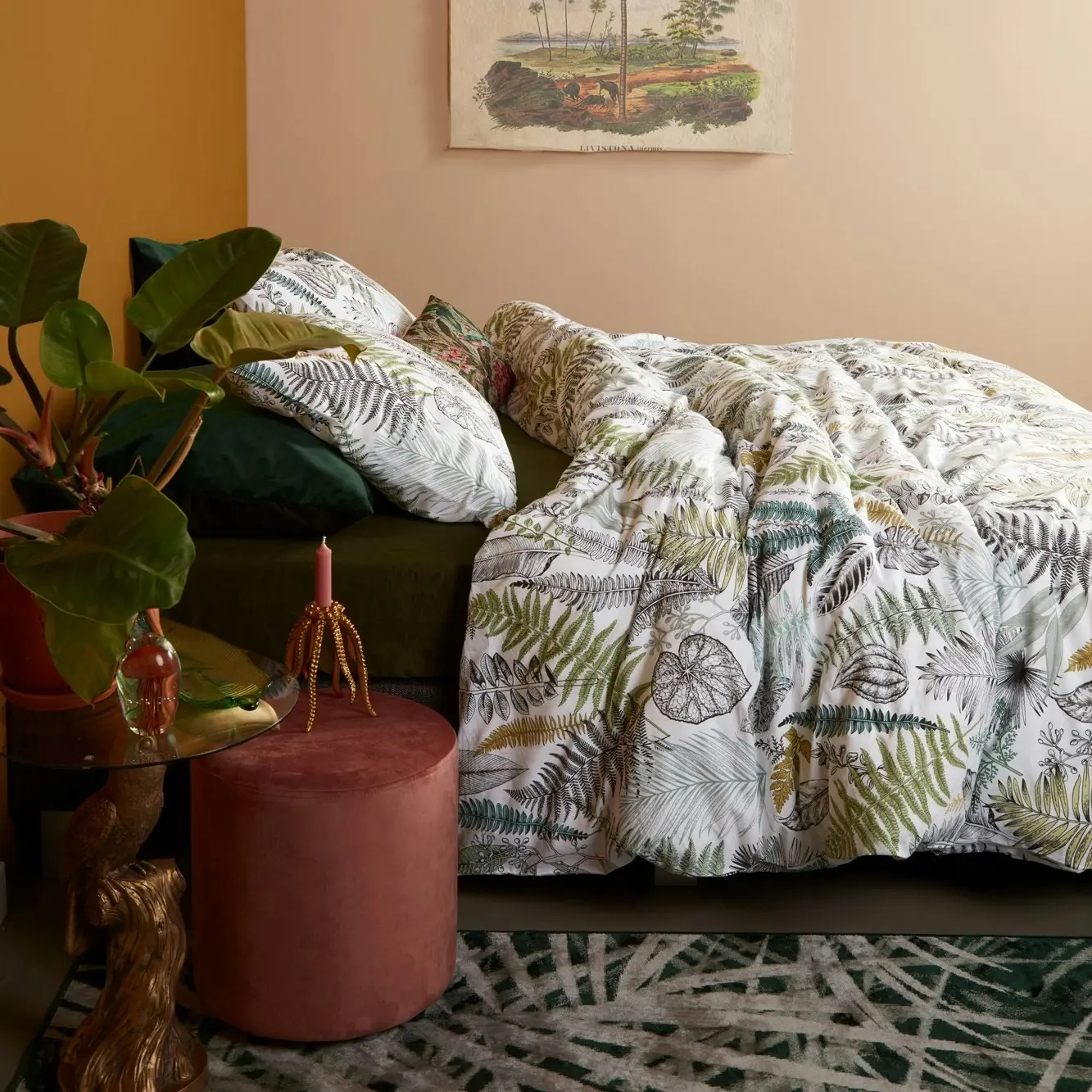 Bedding House Primeval Green Cotton Quilt Cover Set