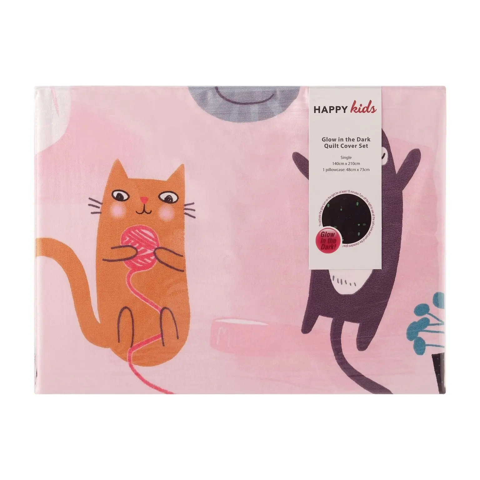 Happy Kids Miaow Glow in the Dark Quilt Cover Set