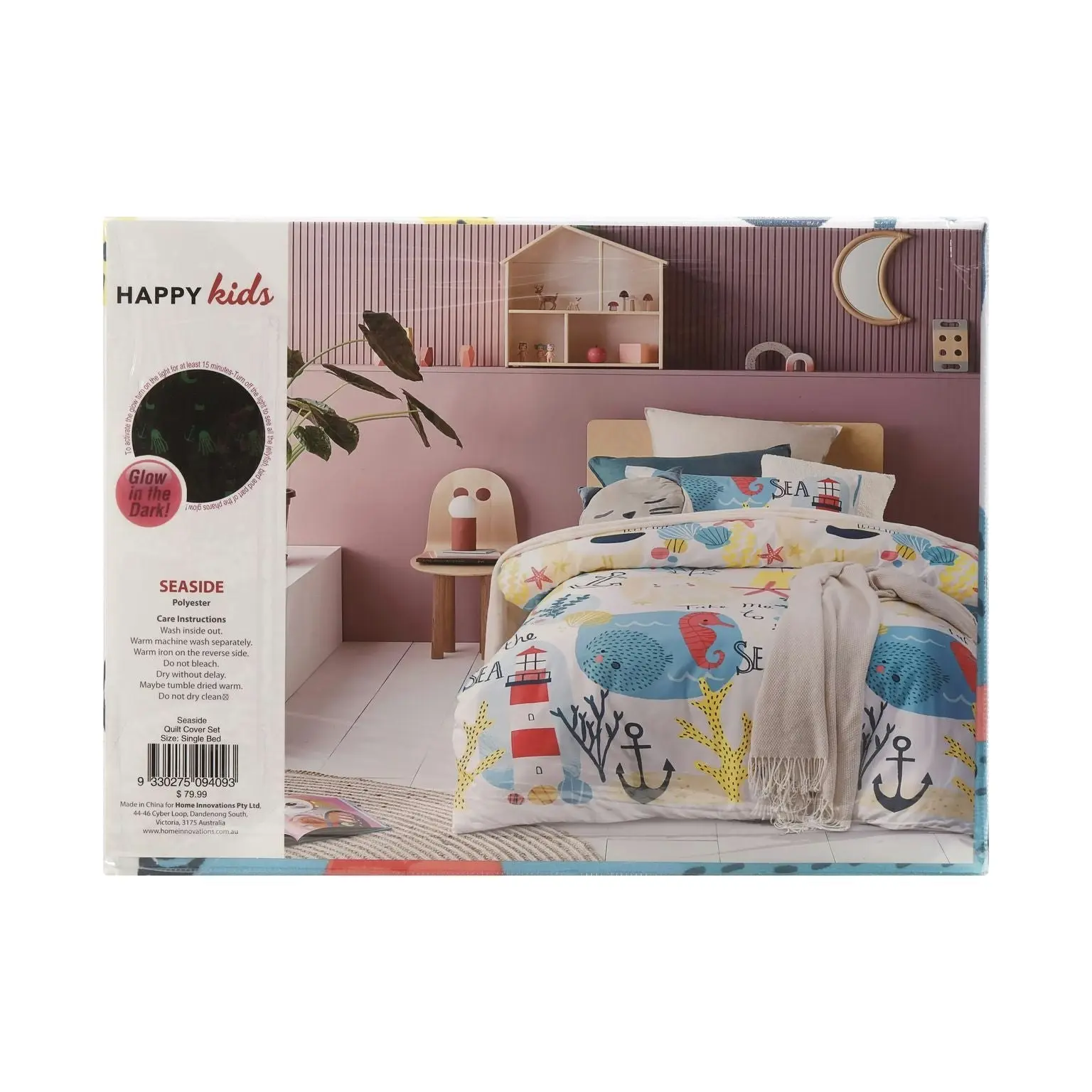 Happy Kids Seaside Glow in the Dark Quilt Cover Set