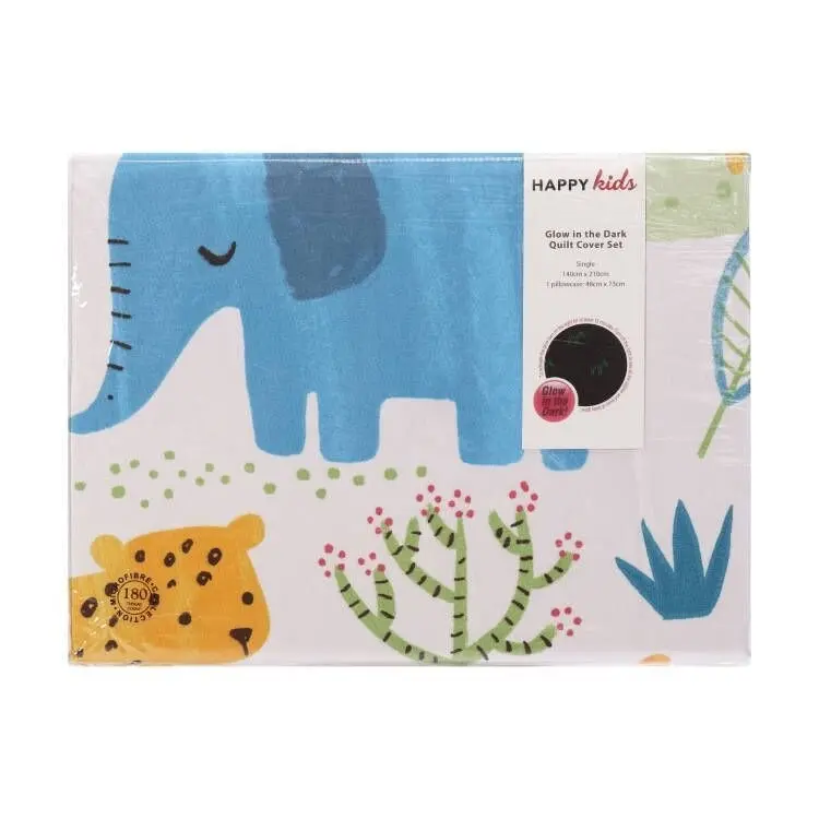 Happy Kids Little Jungle Glow in the Dark Quilt Cover Set