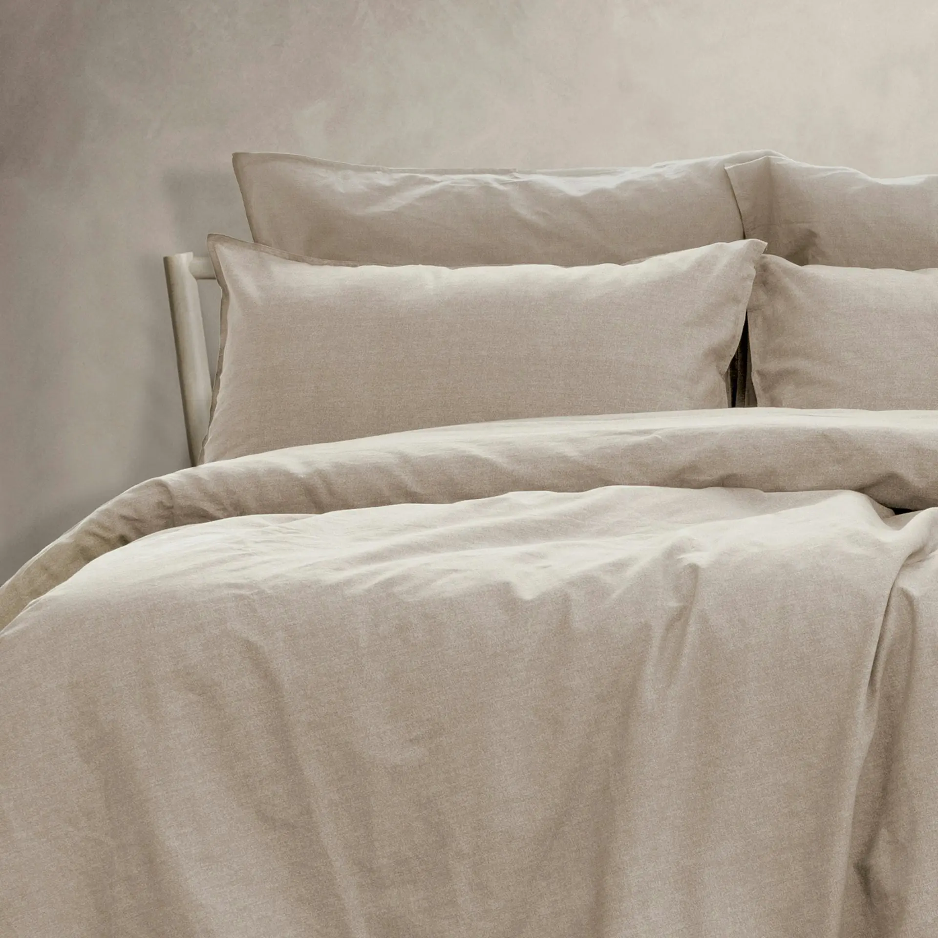 ARDOR BOUDOIR "Embre" Linen Look Washed Cotton QUILT COVER SET - WARM GREY