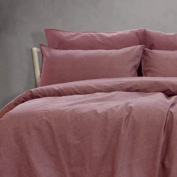 ARDOR BOUDOIR "Embre" Linen Look Washed Cotton QUILT COVER SET - PLUM