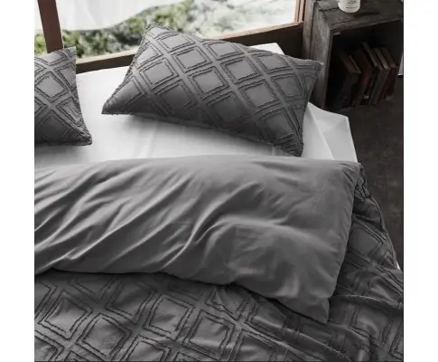 Gioia Casa Tufted ultra soft microfiber quilt cover set - SMOKE