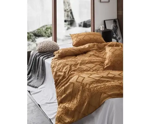 Gioia Casa Tufted ultra soft microfiber quilt cover set - CARAMEL