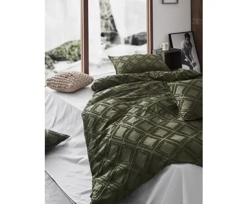 Gioia Casa Tufted ultra soft microfiber quilt cover set - KHAKI GREEN