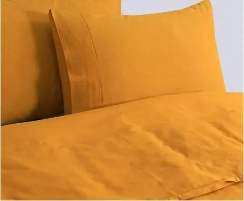 Elan Linen 100% Egyptian Cotton Vintage Washed 500TC Quilt Cover Set - Mustard