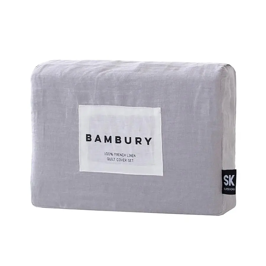 Bambury French Linen Quilt Cover Set - Silver