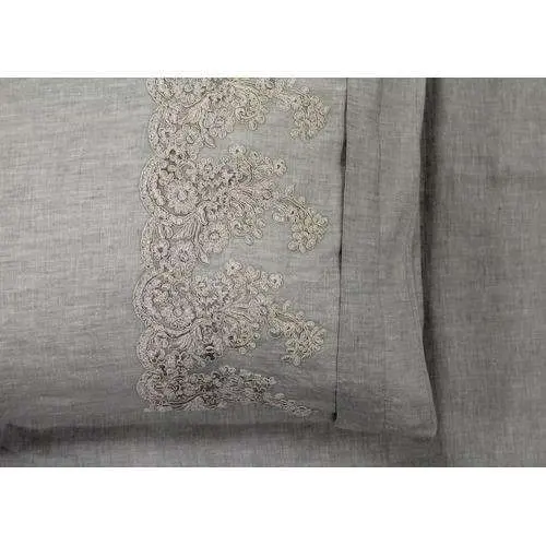 Vintage Design Embroidered Grey 100% Quilt Cover Set