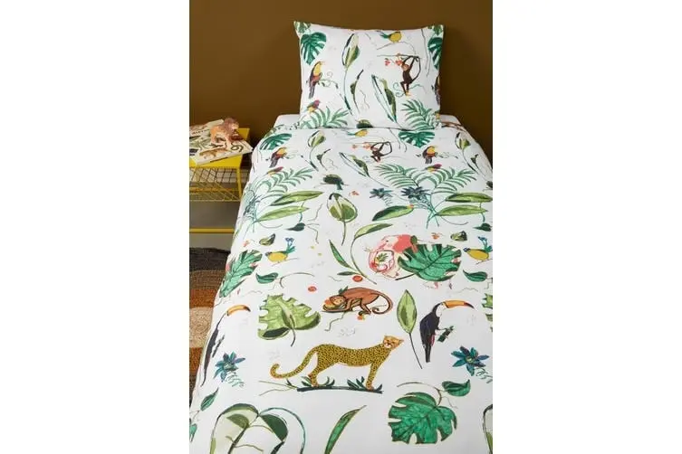 Single Crazy Jungle Multi Cotton Quilt Cover Set by Bedding House