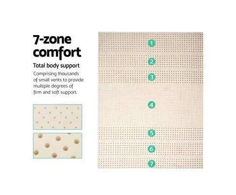 Pure Natural Latex Mattress Topper 7 Zone 7.5cm