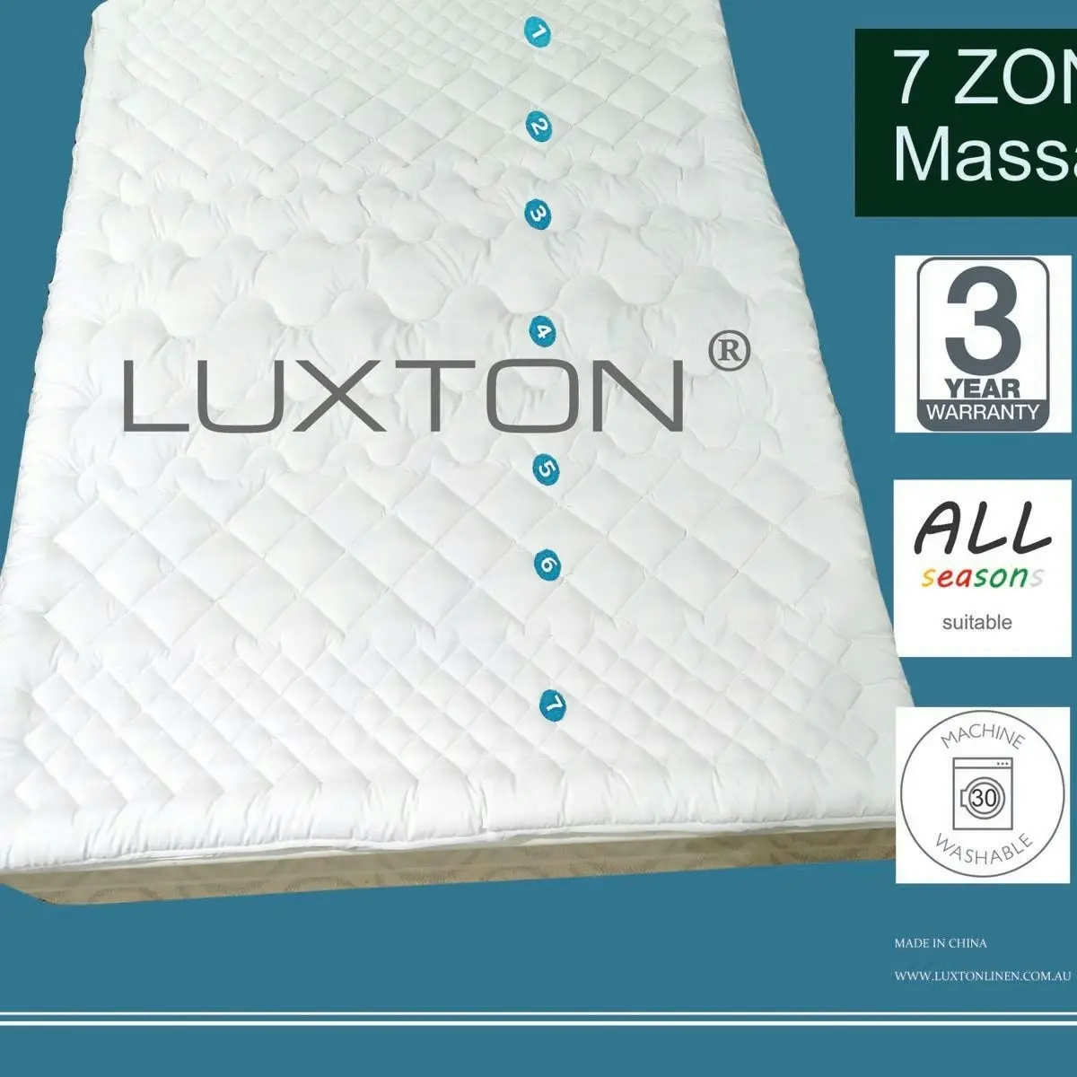 Luxton 800GSM Massage Style 7-Zone Mattress Topper