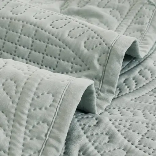 Gioia Casa Lisbon Quilted 3 Pieces Embossed Coverlet Set - SAGE GREEN