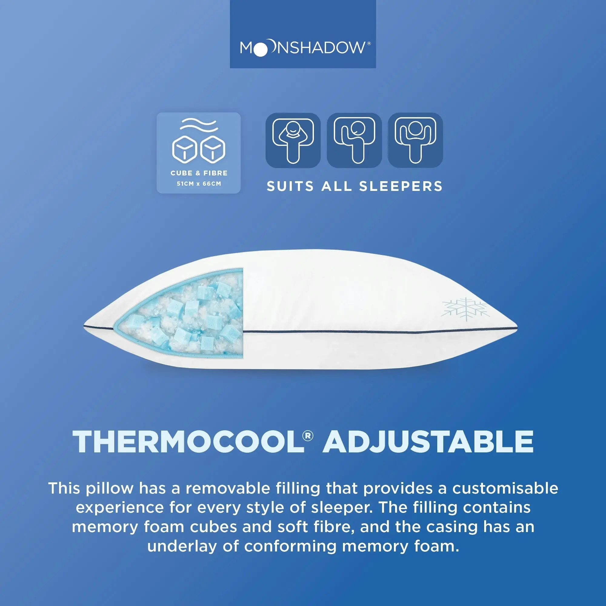 Moonshadow Adjustable Cube Thermocool Pillow