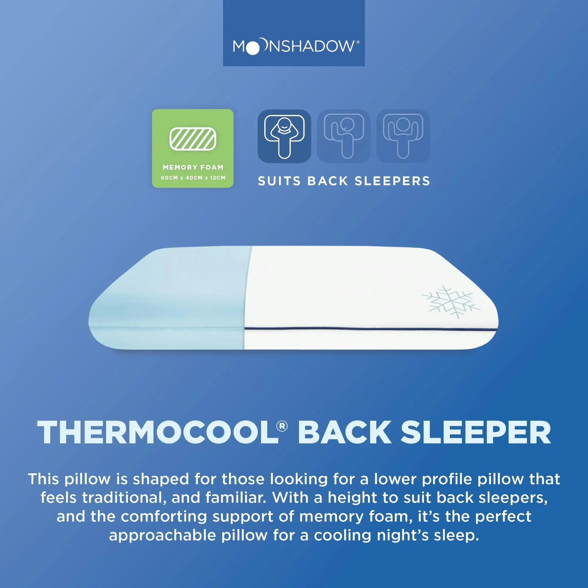 Moonshadow Back Sleeper Thermocool Pillow