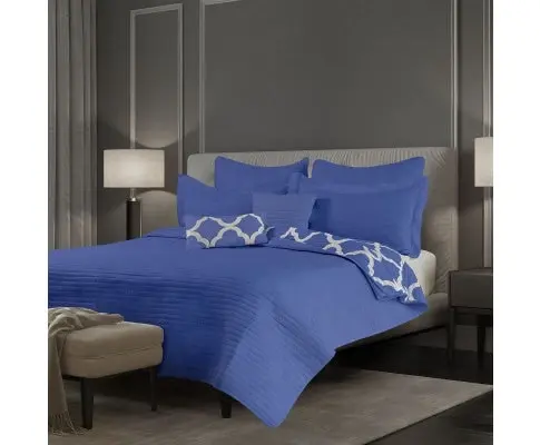 Royal Comfort Bamboo Cooling Reversible 7 Piece Comforter Set Bedspread - Royal Blue