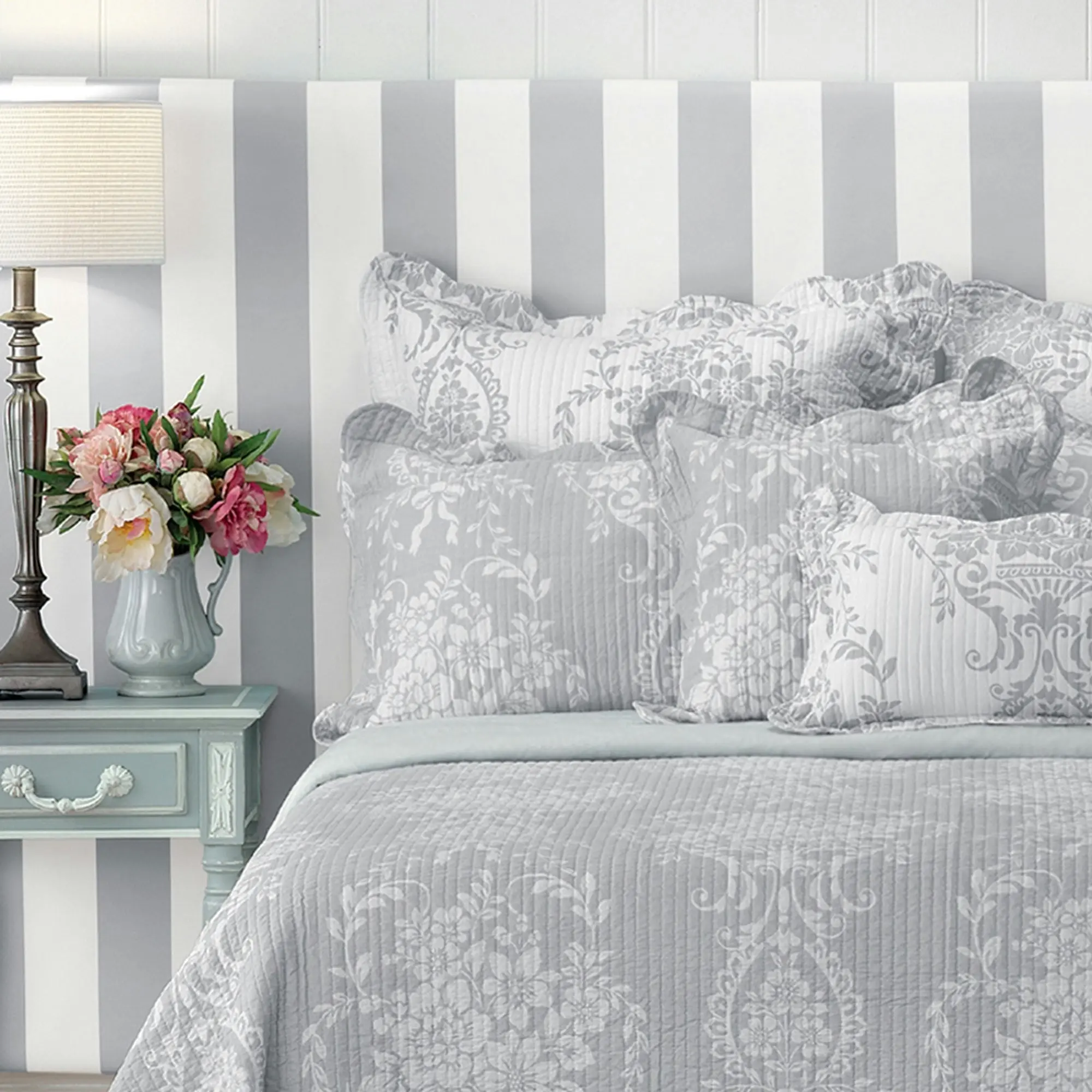 Bianca Bedding FLORENCE BEDSPREAD SET GREY