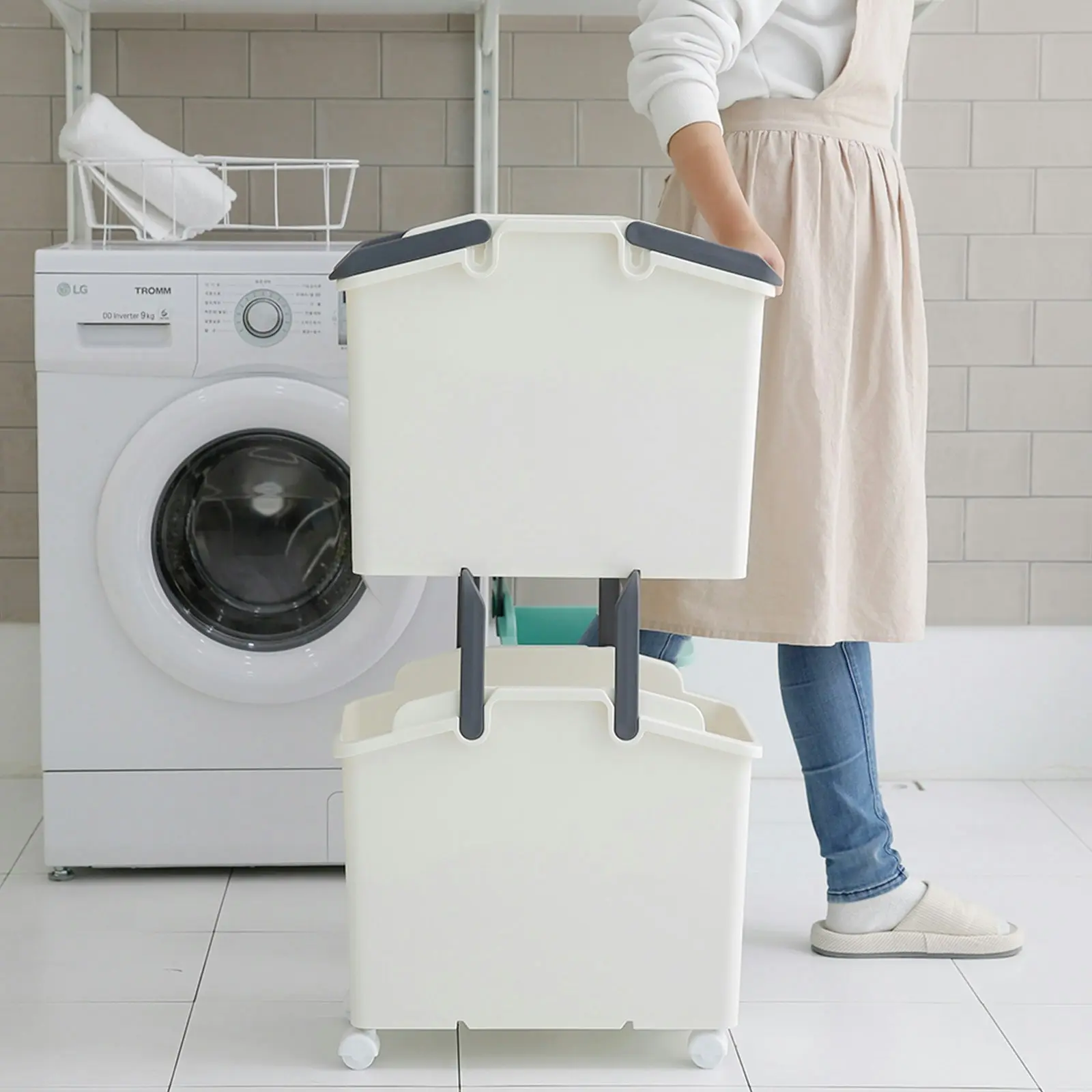 2X Multipurpose Laundry Basket - IVORY