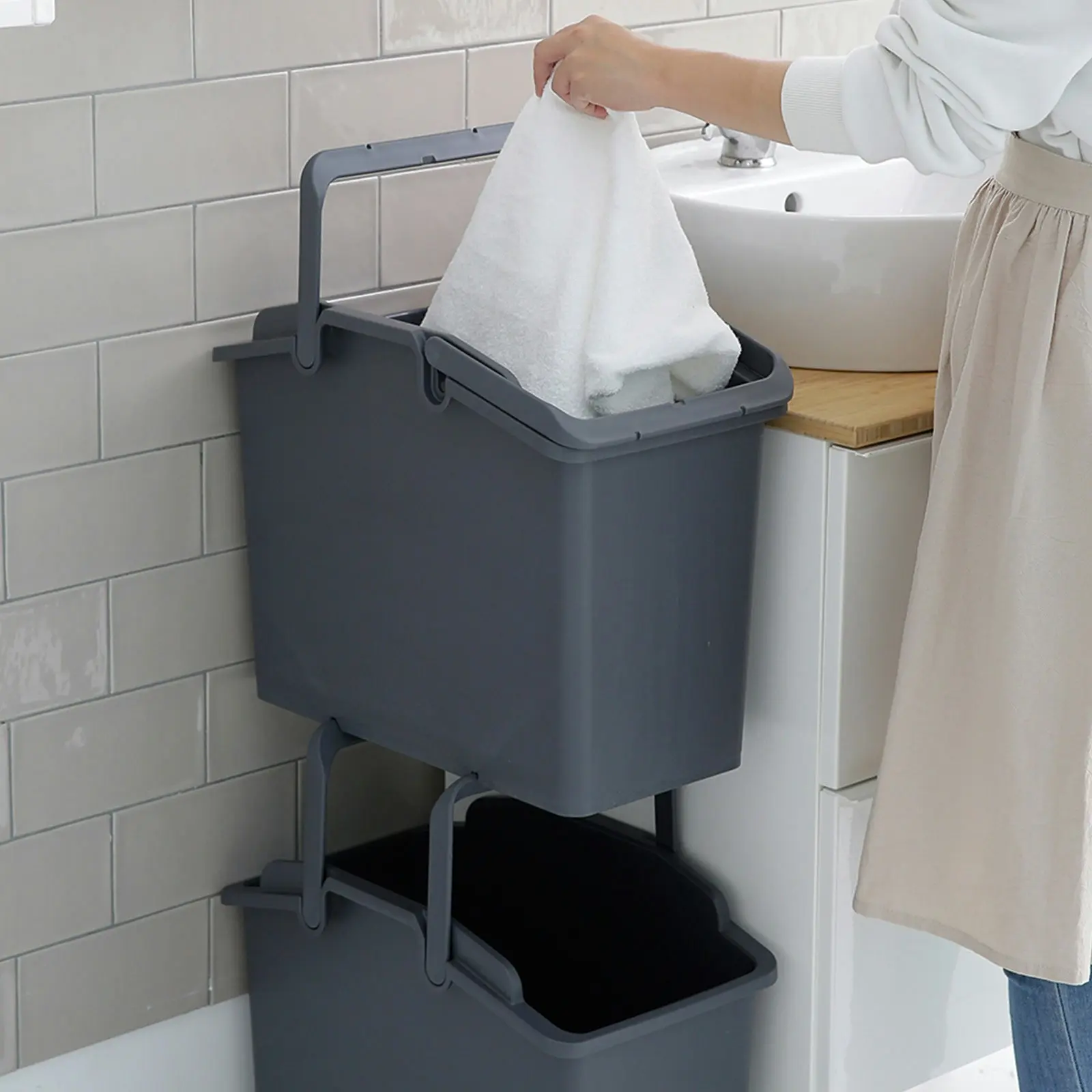 2X Multipurpose Laundry Basket - DARK GREY