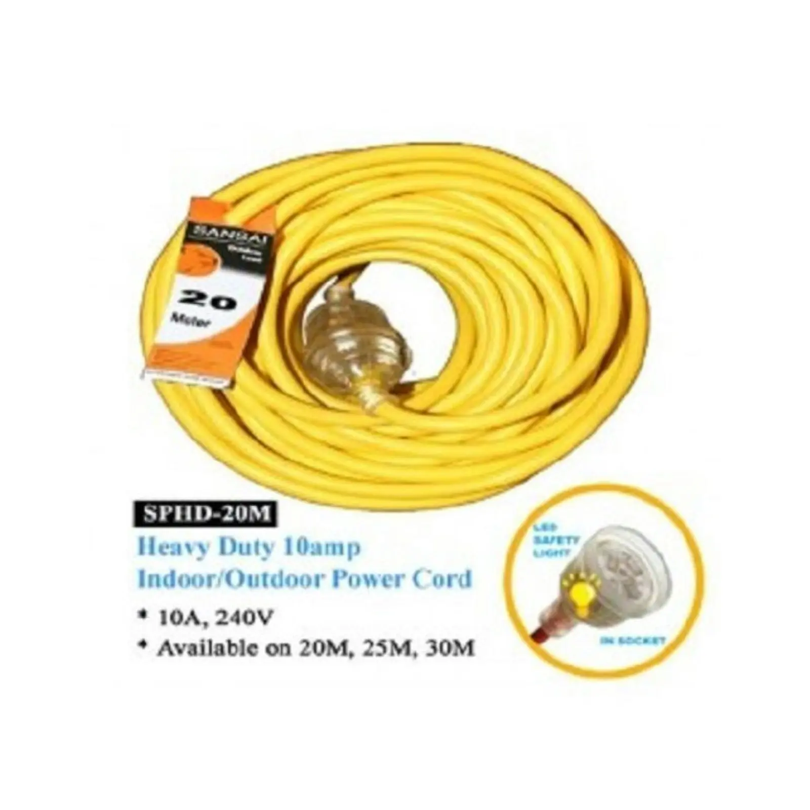 Sansai Heavy Duty Indoor/Outdoor Extension Cord - 20 Meters