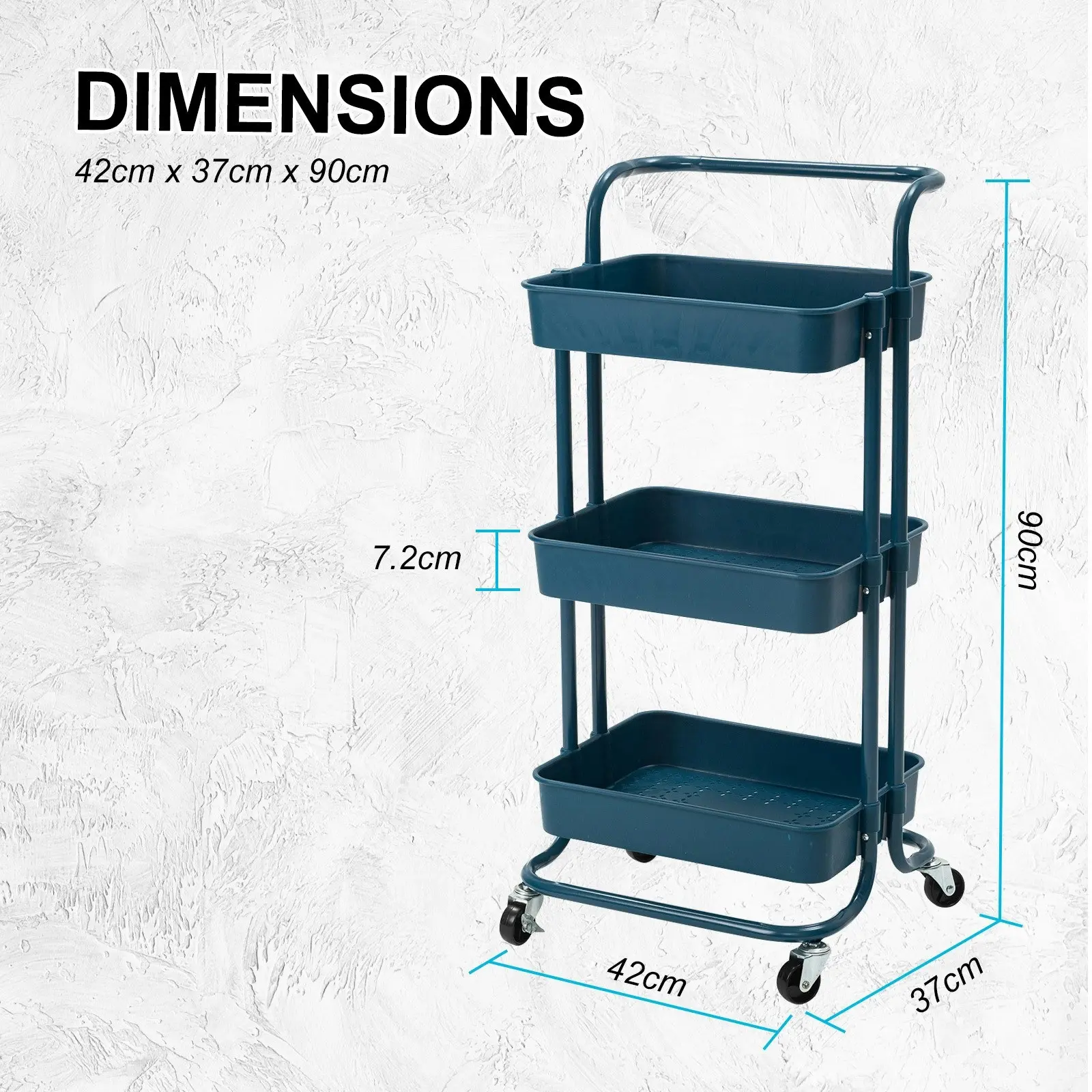 Trolley Cart Storage 3 Tier - BLUE