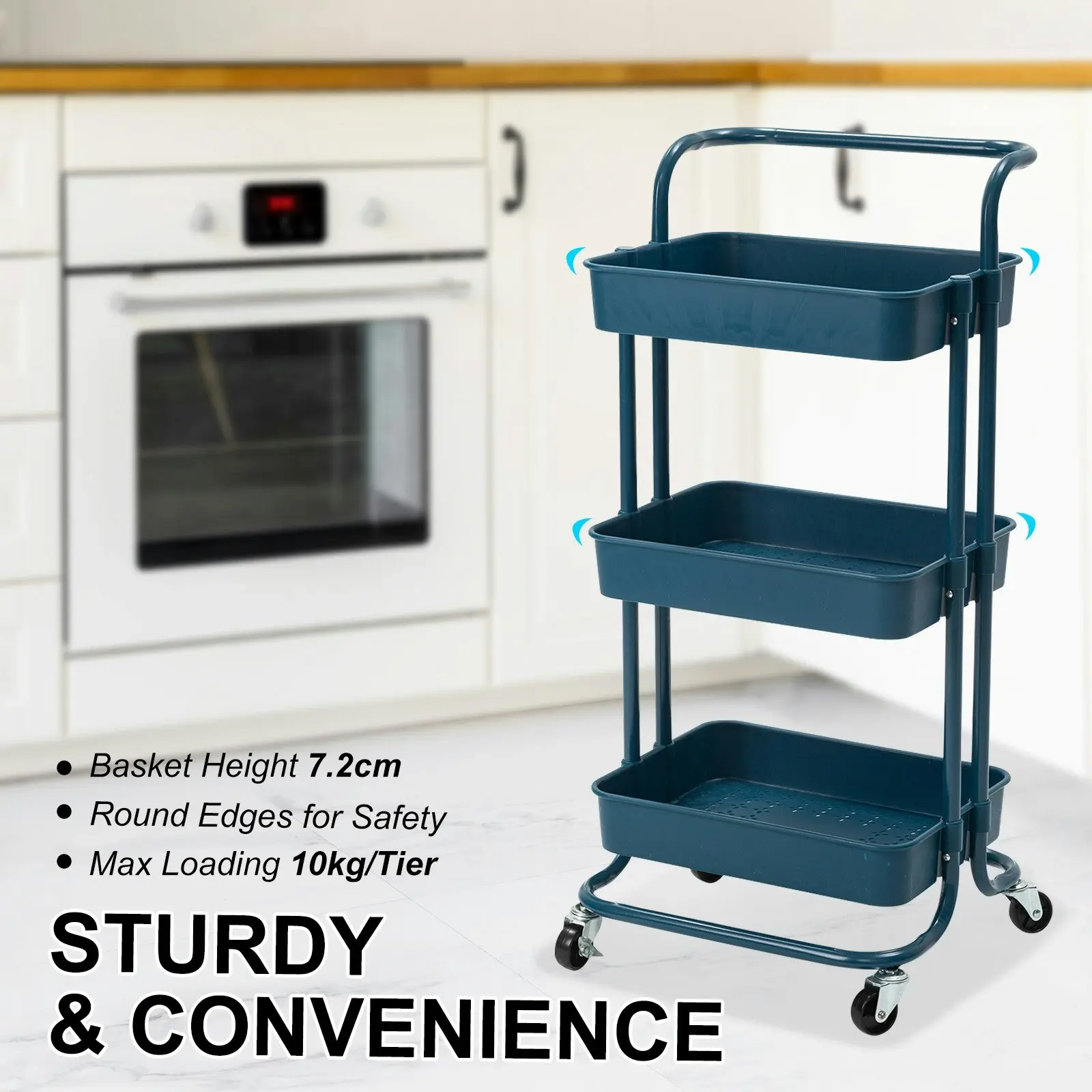 Trolley Cart Storage 3 Tier - BLUE