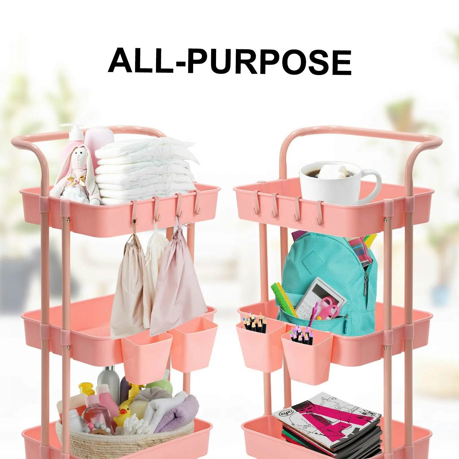 Trolley Cart Storage 3 Tier - PINK