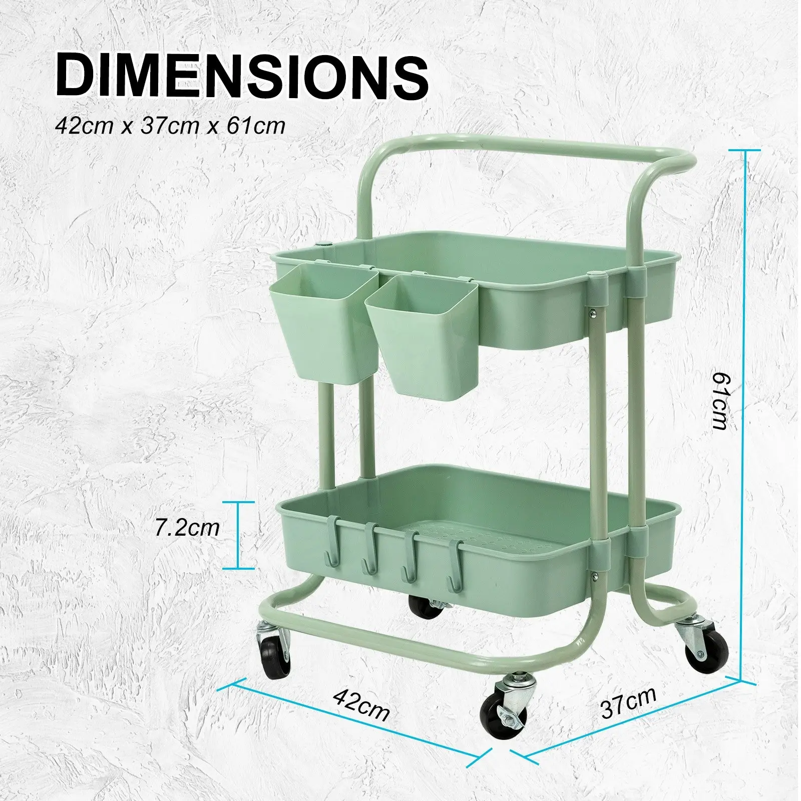 Trolley Cart Storage 2 Tier - GREEN