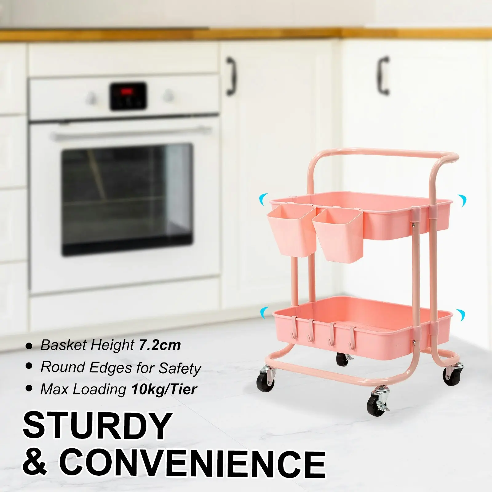 Trolley Cart Storage 2 Tier - PINK