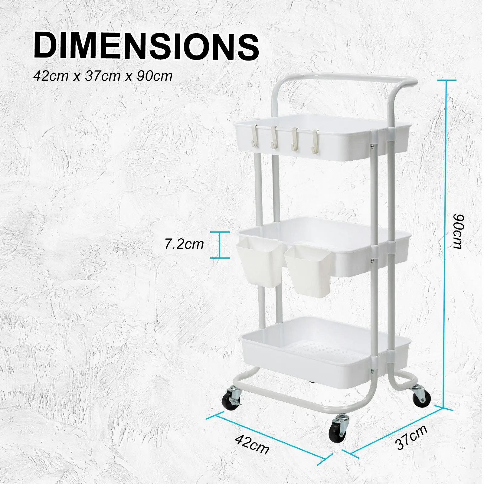 Trolley Cart Storage 2 Tier - WHITE