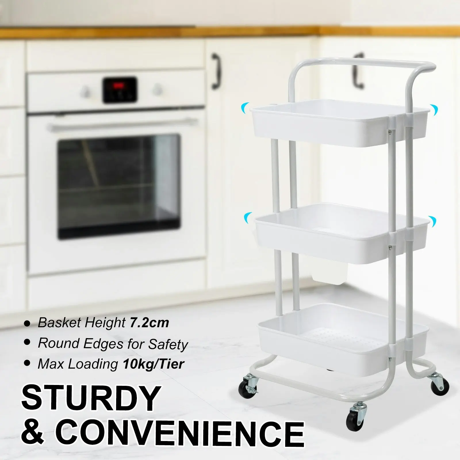 Trolley Cart Storage 2 Tier - WHITE