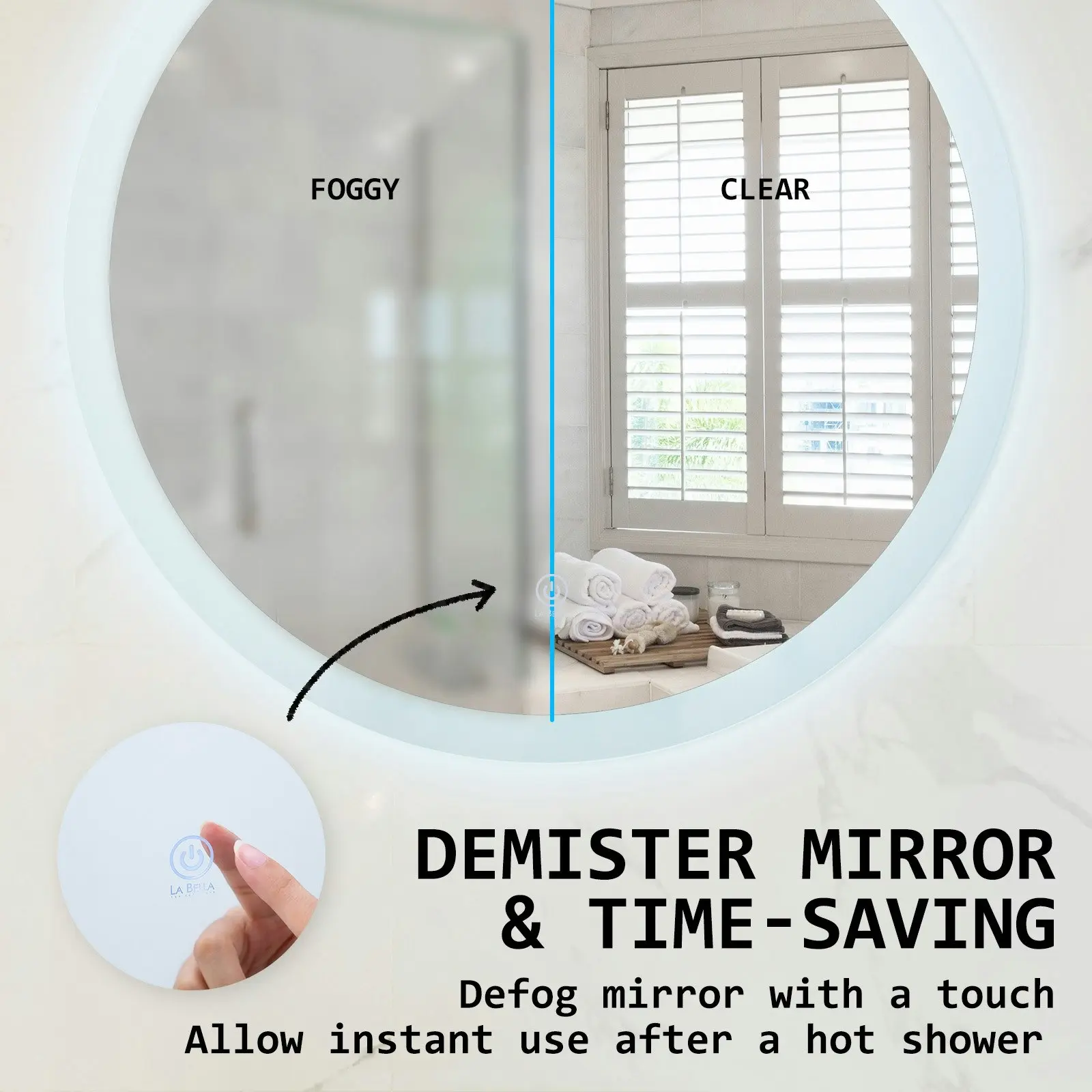 50cm LED Wall Mirror Round Bathroom