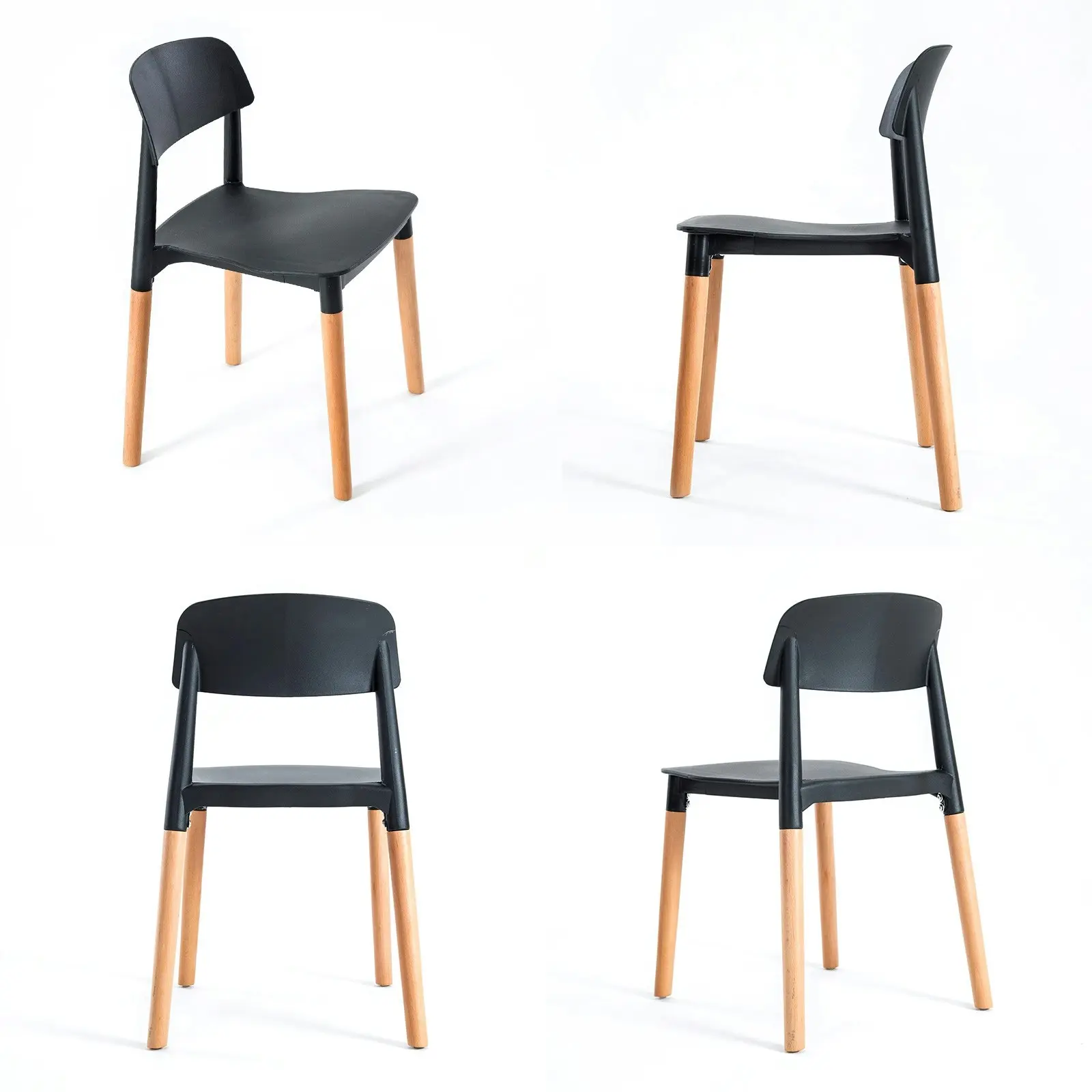 4X Belloch Stackable Dining Chair - BLACK