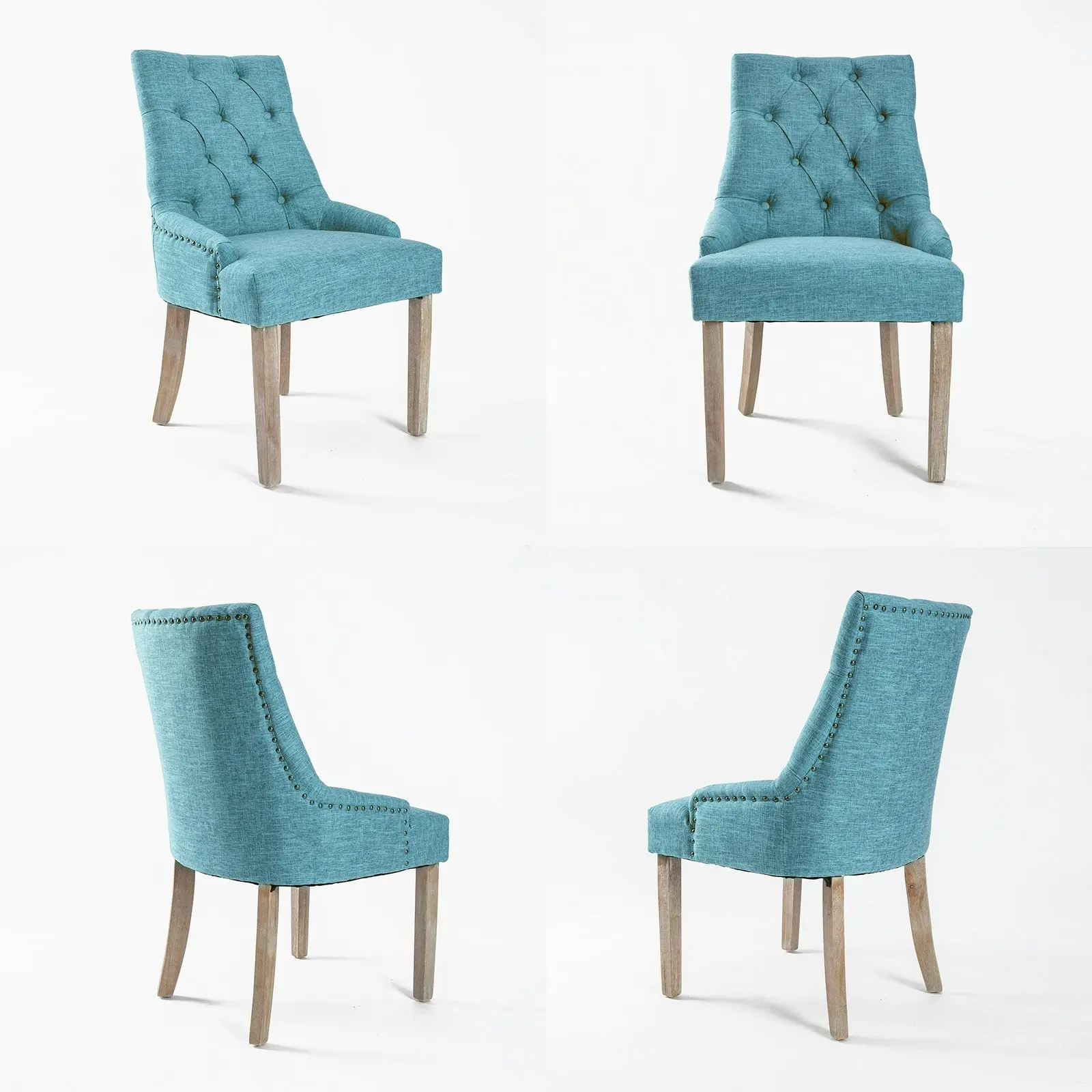 4X French Provincial Oak Leg Chair AMOUR - BLUE