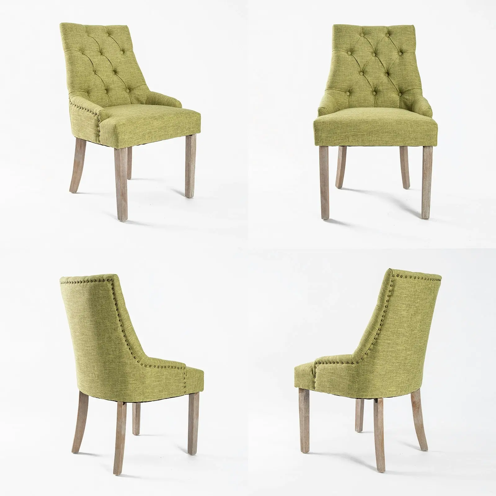 4X French Provincial Oak Leg Chair AMOUR - GREEN